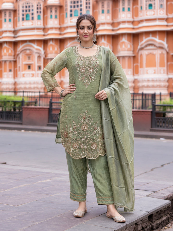 Poppi Matcha Work Anarkali Suit Set