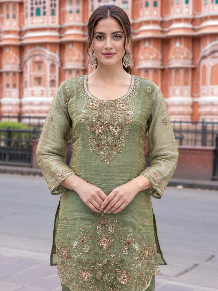 Poppi Matcha Work Anarkali Suit Set
