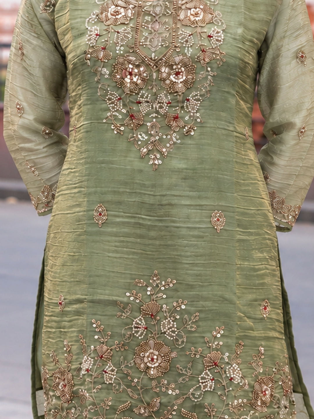 Poppi Matcha Work Anarkali Suit Set