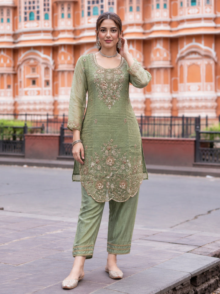 Poppi Matcha Work Anarkali Suit Set