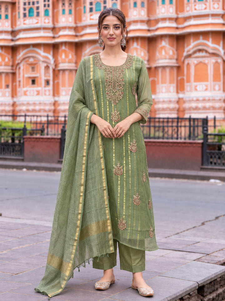 Poppi Matcha Work Anarkali Suit Set