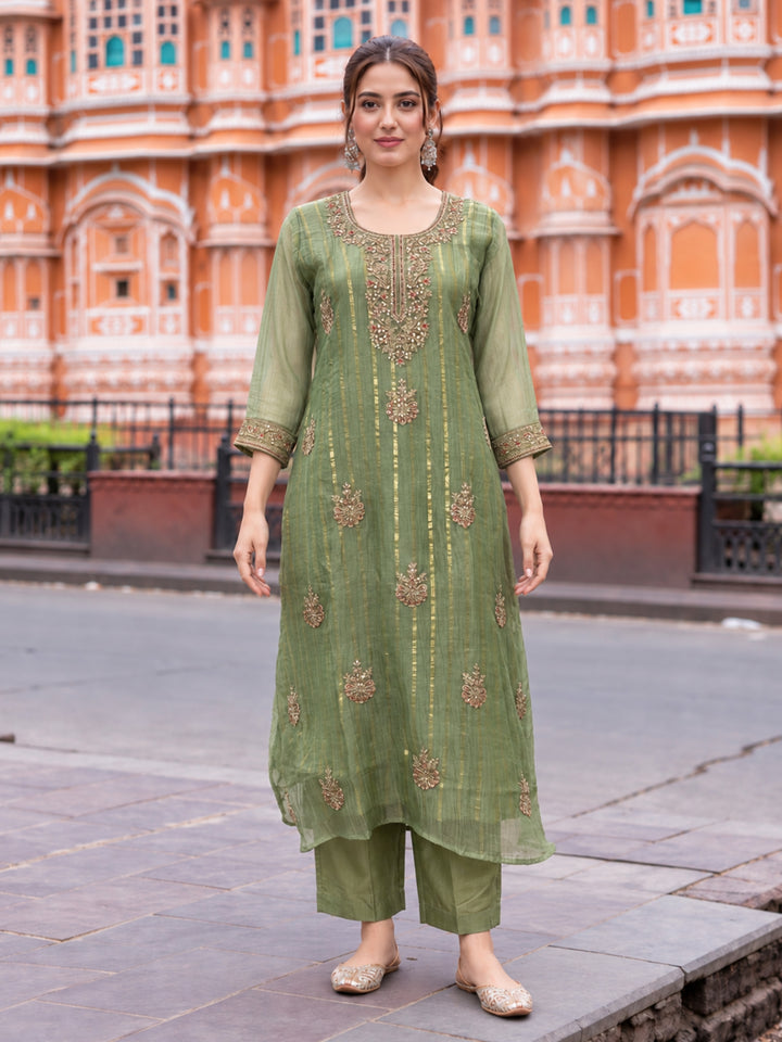 Poppi Matcha Work Anarkali Suit Set