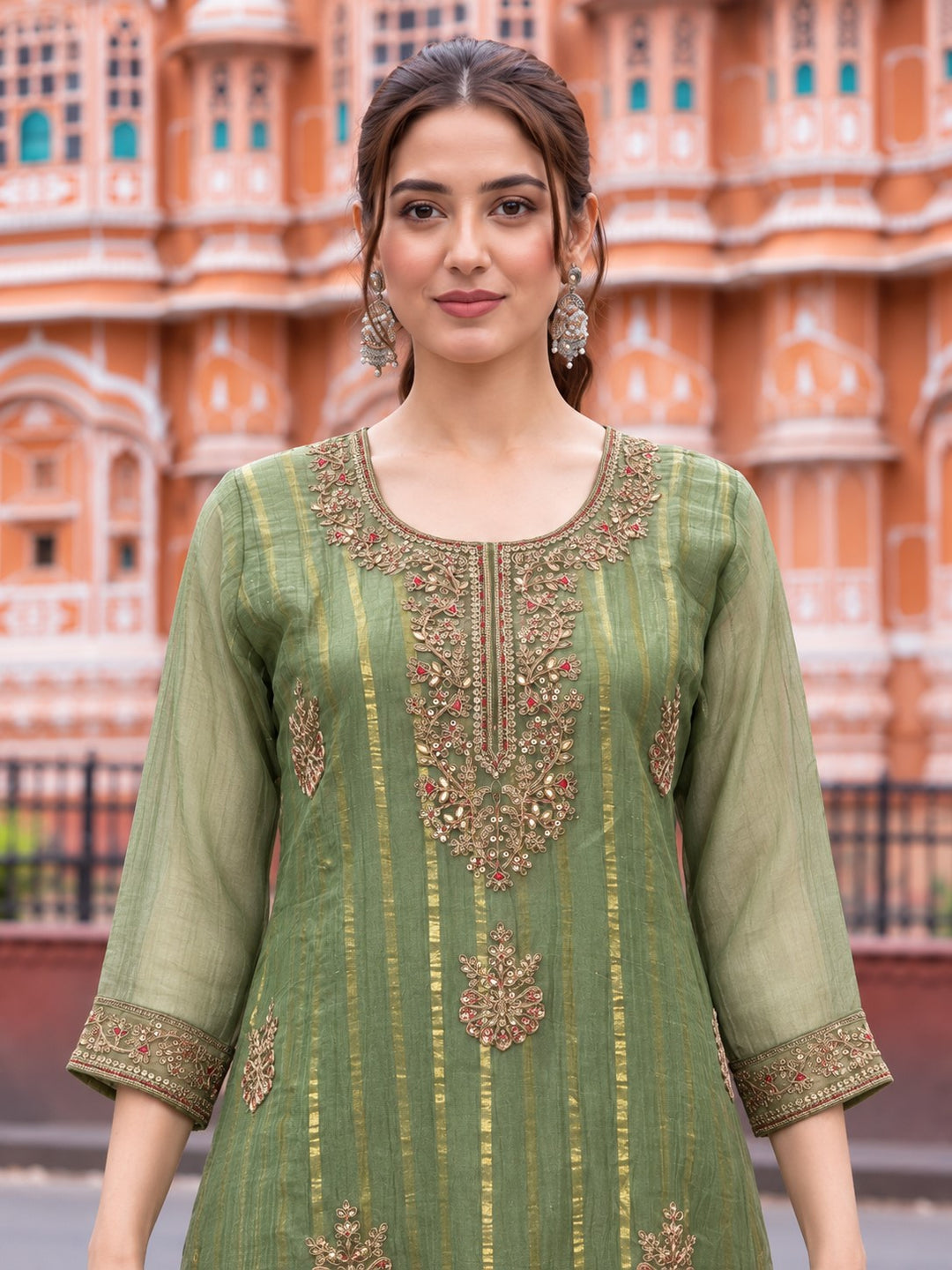 Poppi Matcha Work Anarkali Suit Set