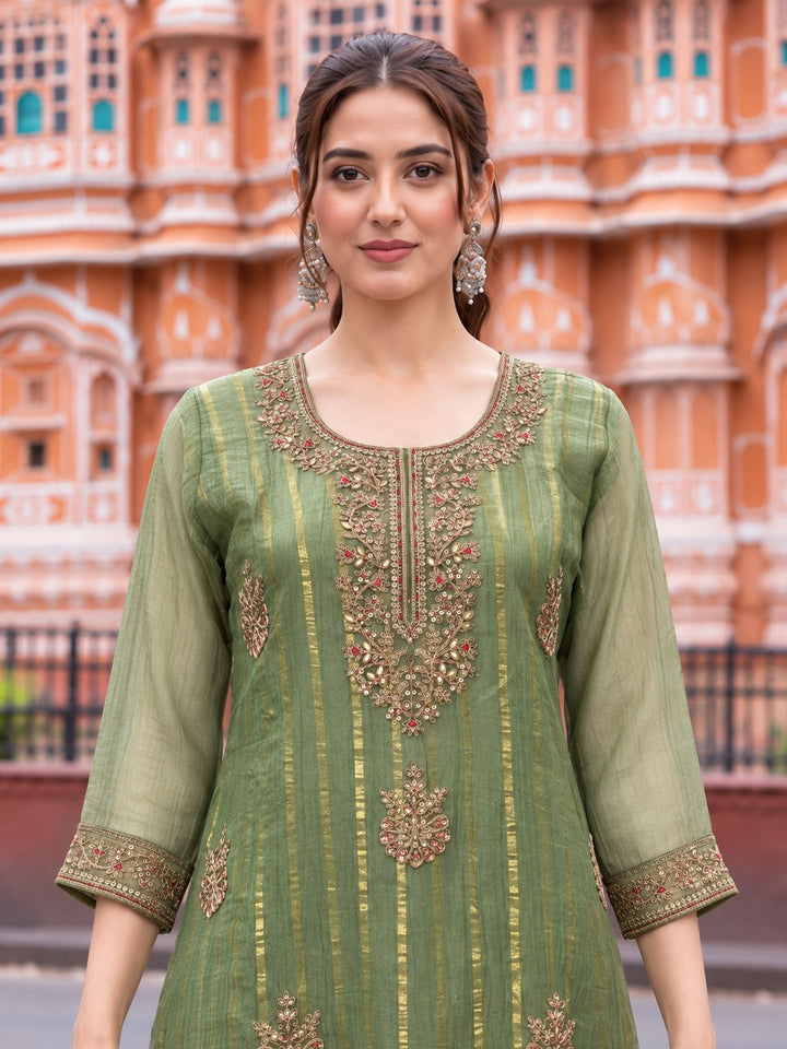 Poppi Matcha Work Anarkali Suit Set