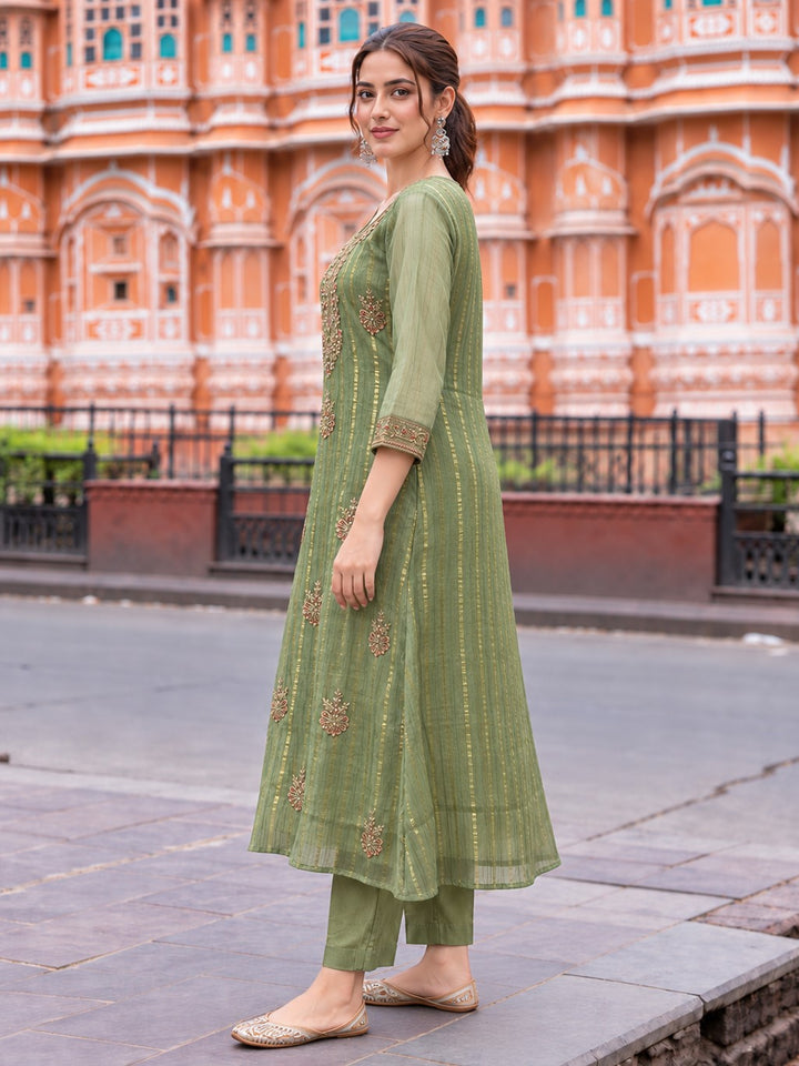 Poppi Matcha Work Anarkali Suit Set
