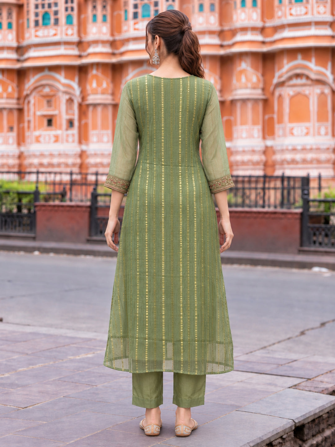 Poppi Matcha Work Anarkali Suit Set
