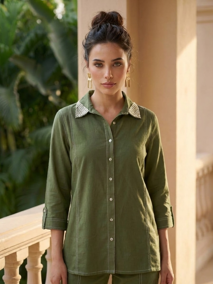 Ivanka Moss Embroidery Co-ord Set