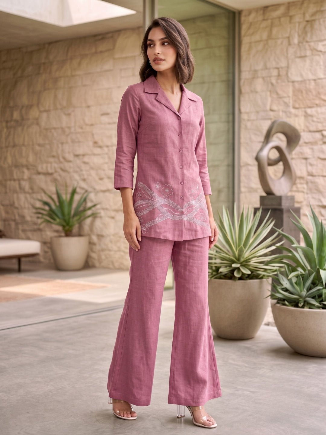 Prisha barbie embroidery cotton co-ord set