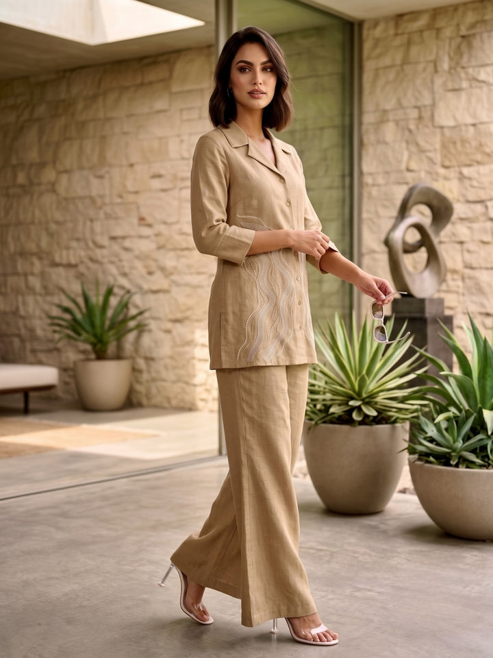 Prisha ecru embroidery cotton co-ord set