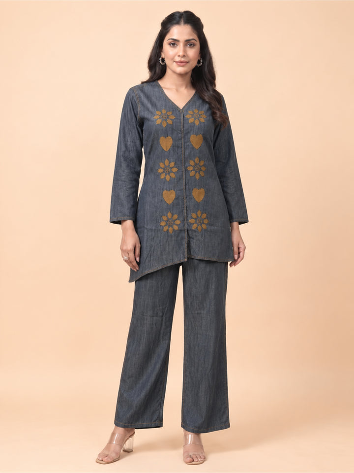 Prisha heart denim co-ord set