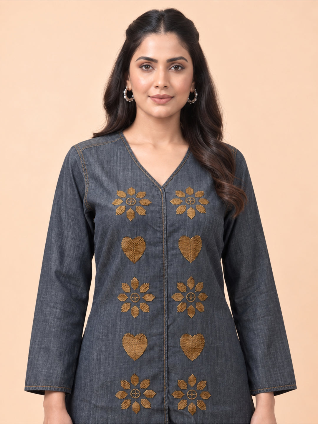 Prisha heart denim co-ord set