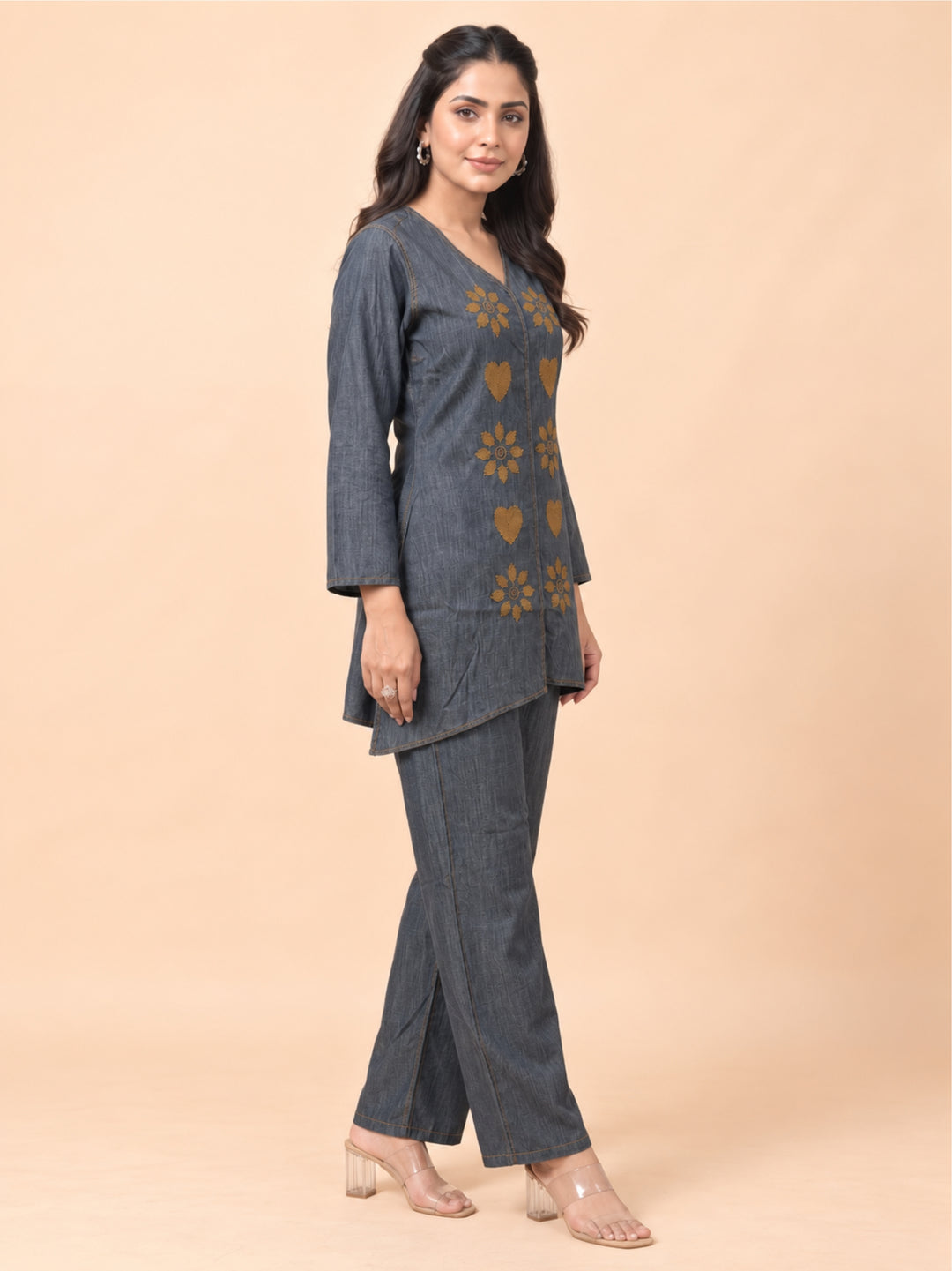 Prisha heart denim co-ord set