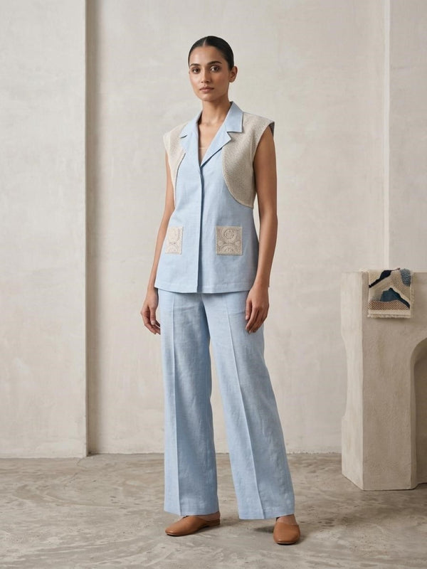 Prisha Powder Blue Cotton Co-ord Set