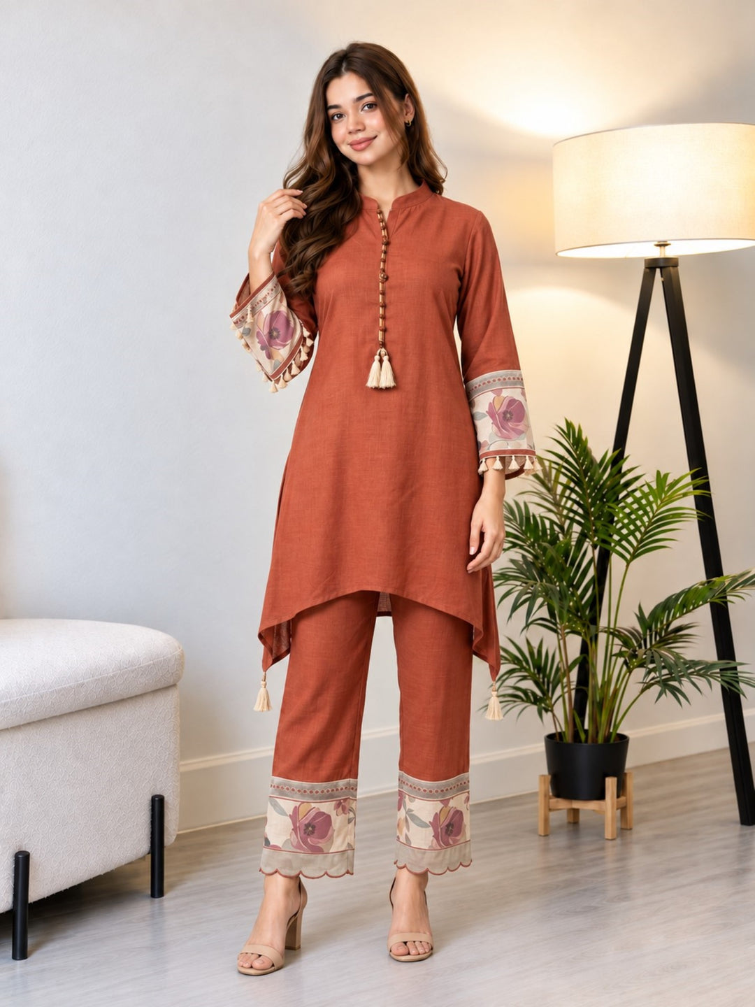 Prisha tangerine cotton co-ord set