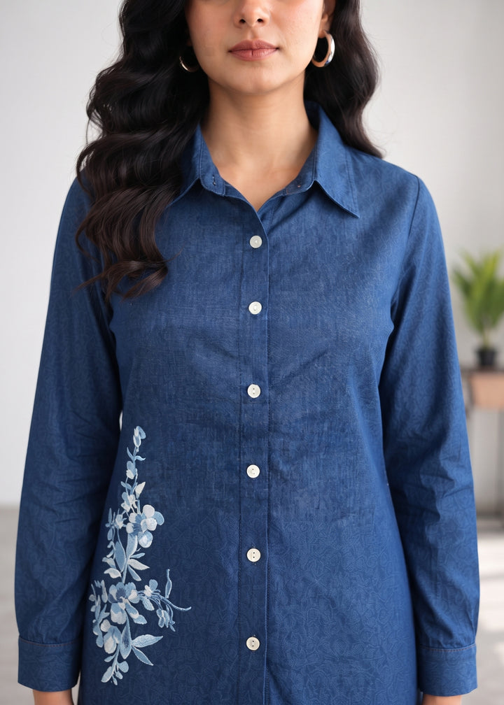 Prisha tiffany embroidery denim co-ord set