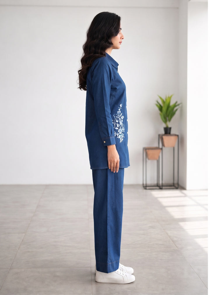Prisha tiffany embroidery denim co-ord set