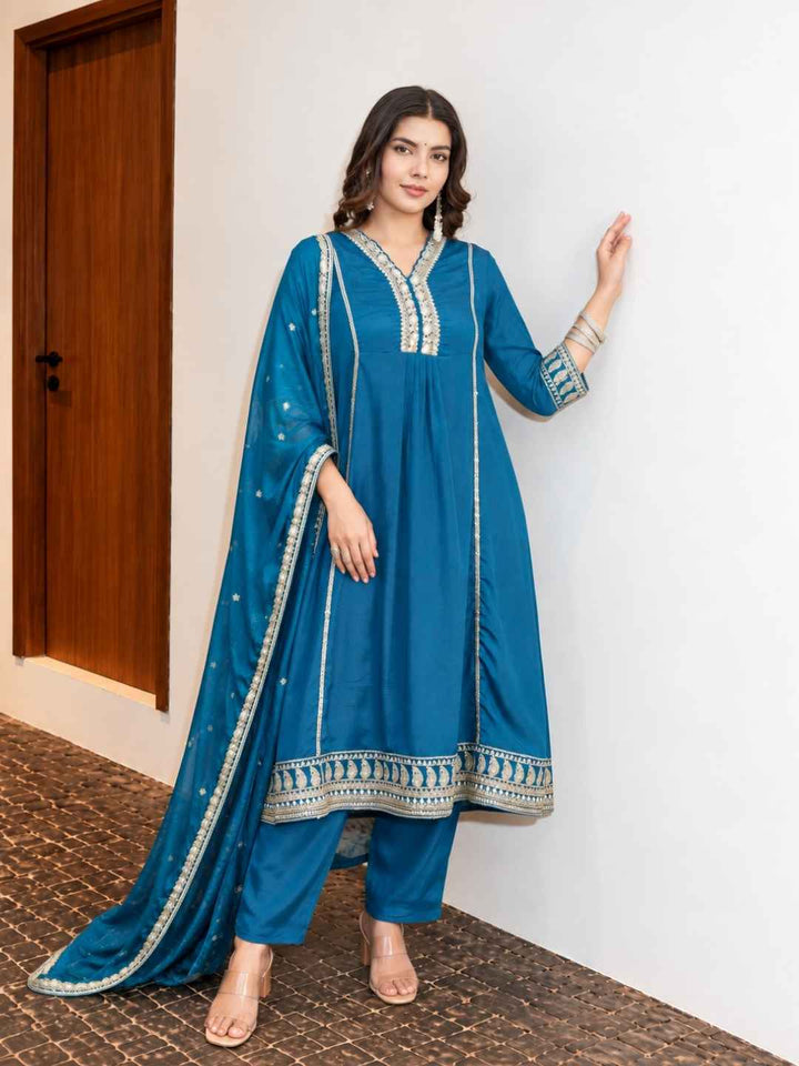 Palash cobalt full work suit set