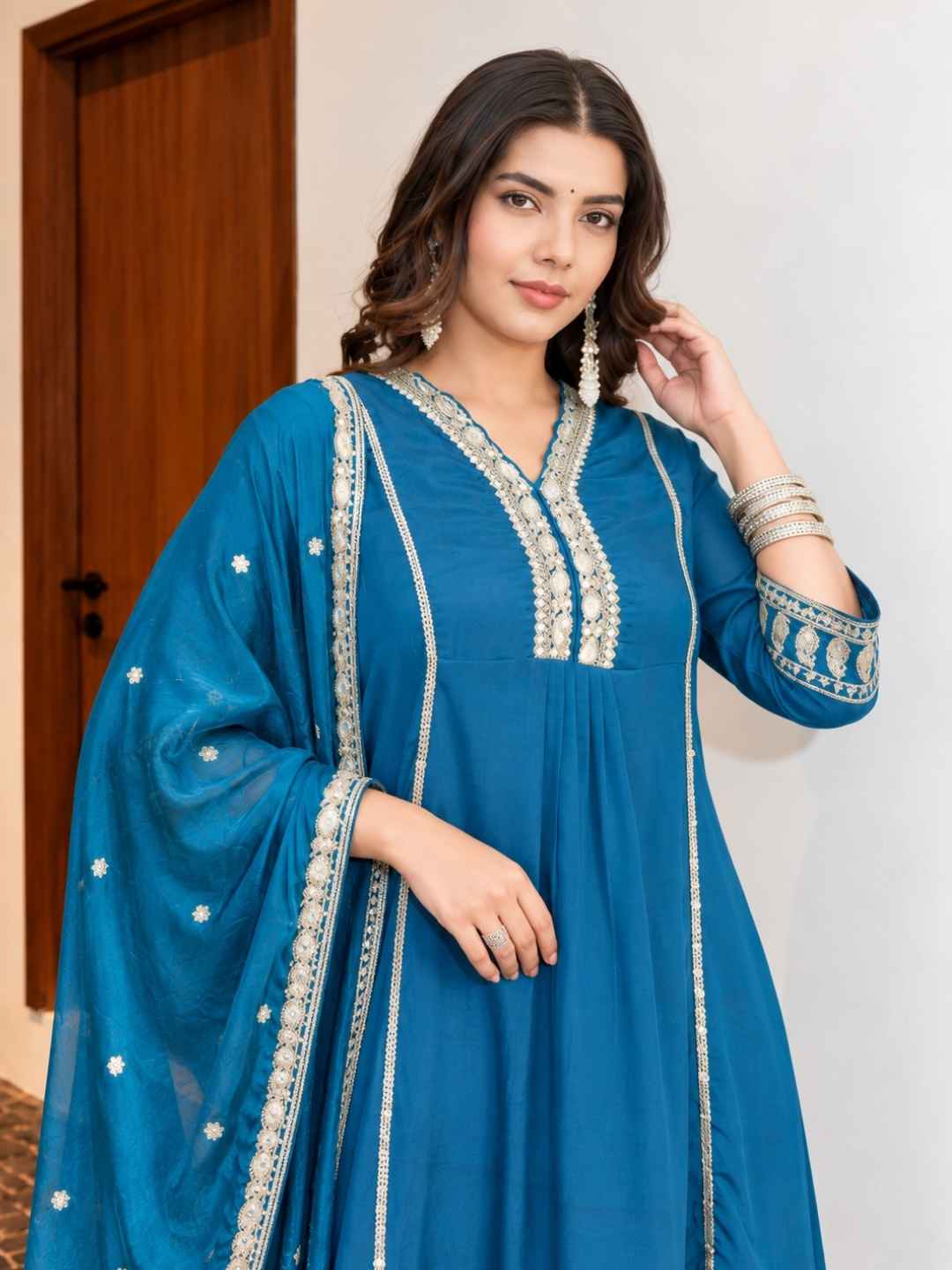 Palash cobalt full work suit set