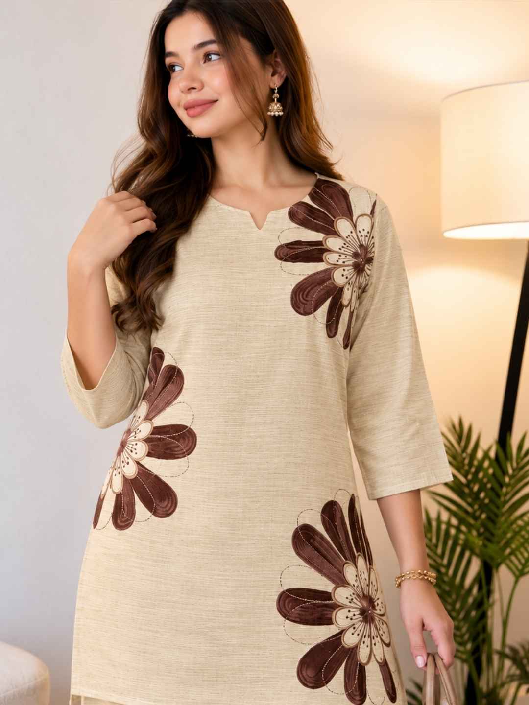 Prisha tan embroidery co-ord set
