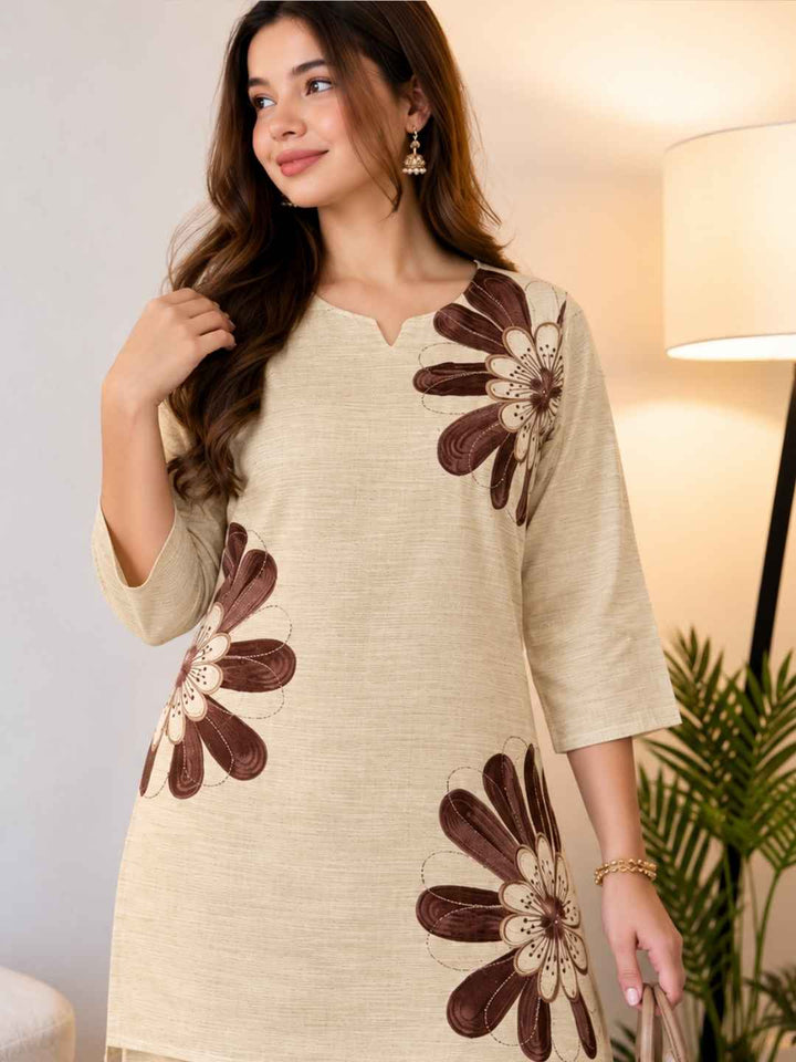 Prisha tan embroidery co-ord set