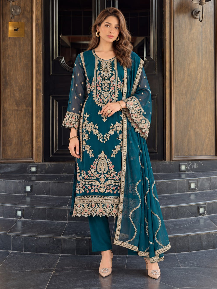 Ramneek Azure Full Work Suit Set
