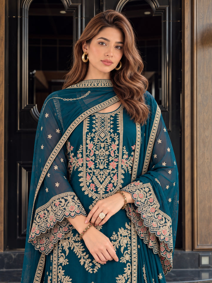 Ramneek Azure Full Work Suit Set