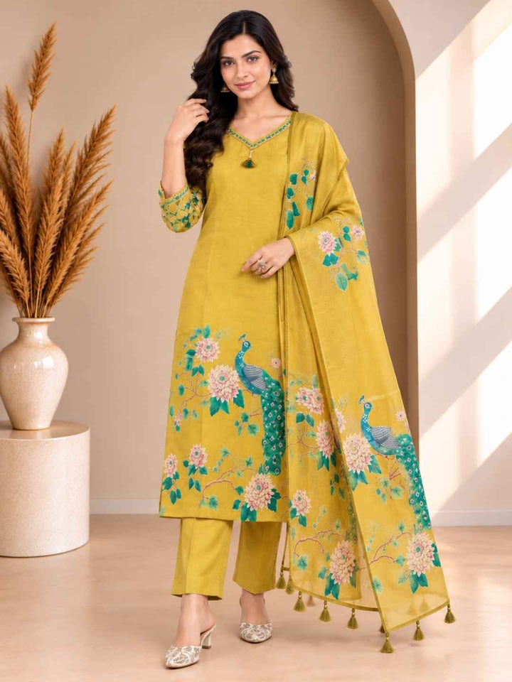 Reet Gold Printed Work Suit Set