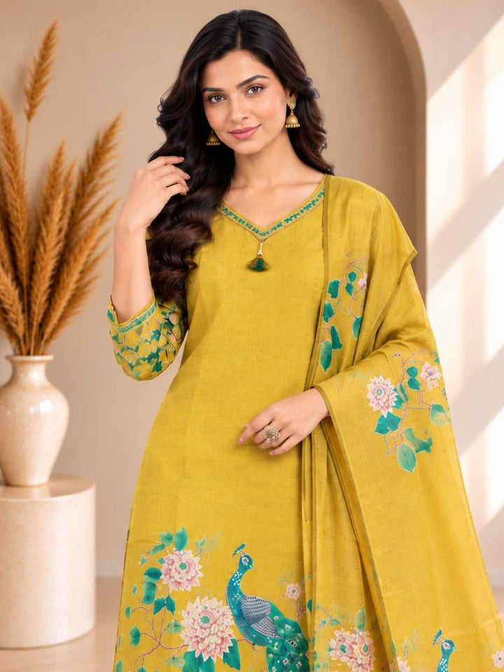 Reet Gold Printed Work Suit Set