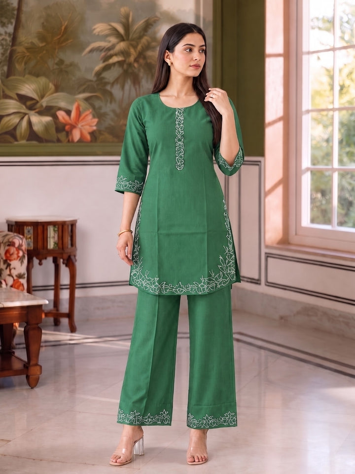 Regina Verdigris Embroidered Co-ord Set