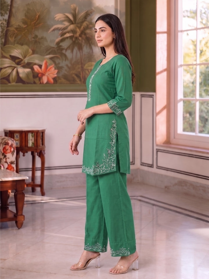 Regina Verdigris Embroidered Co-ord Set