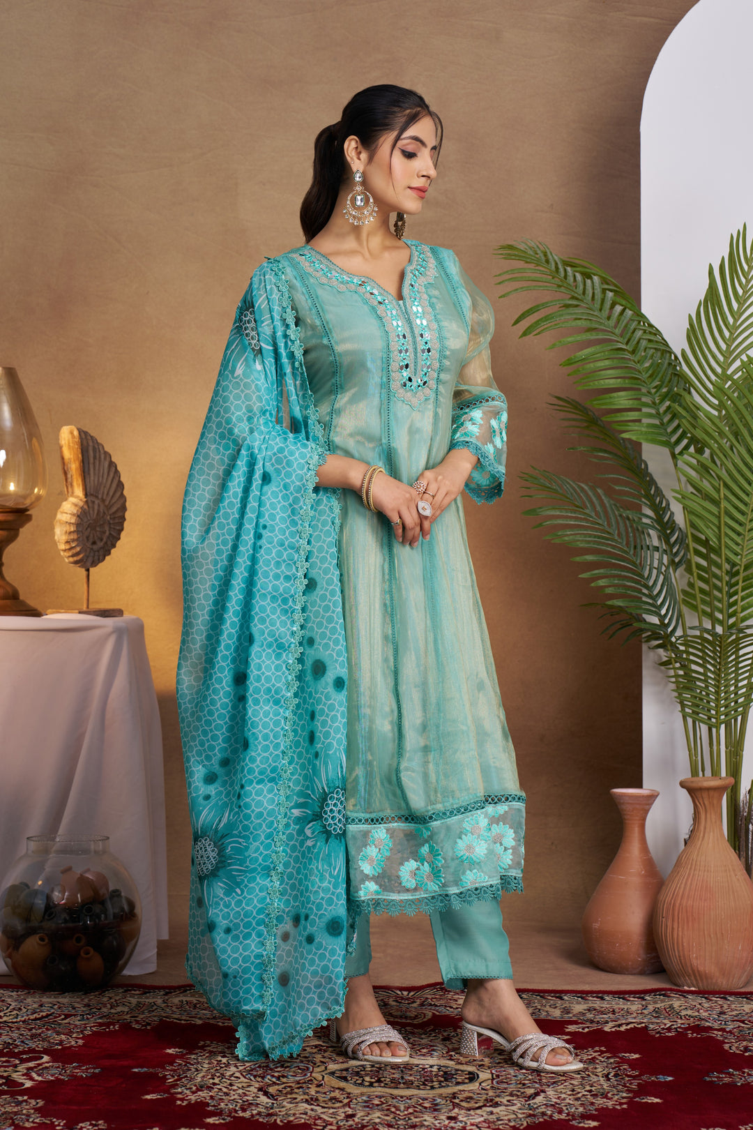 Anumeha Peacock Full Work Suit Set