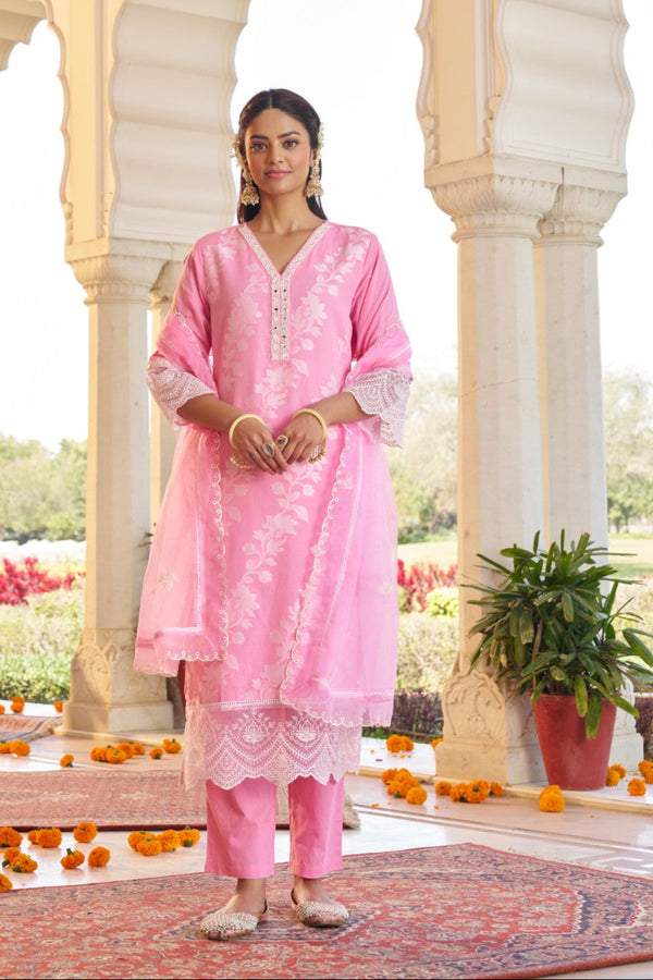 Grithav SoftPink Embroidered Lawn Suit Set