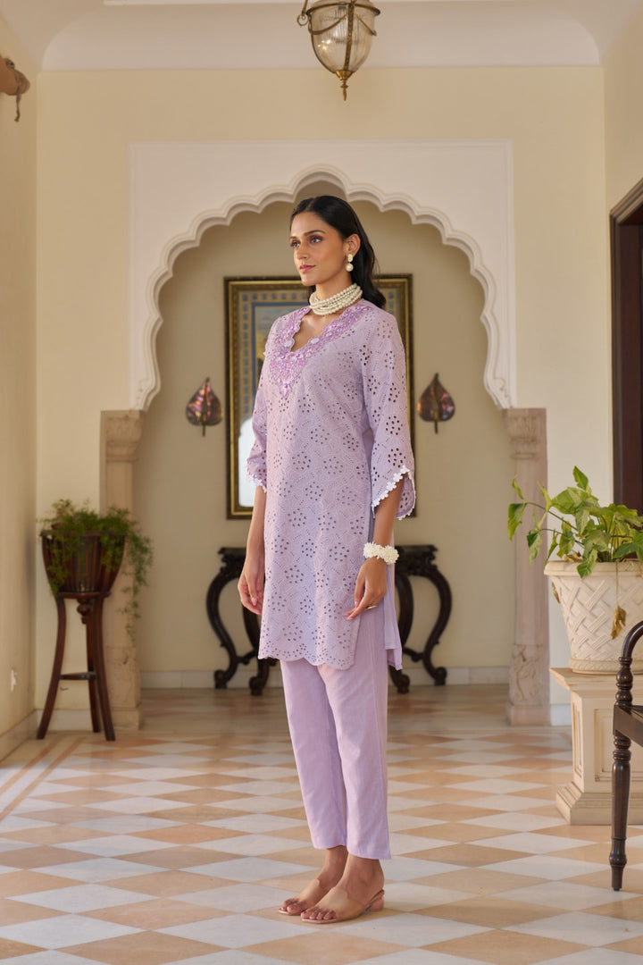 Anumeha Lily schiffli cotton co-ord set