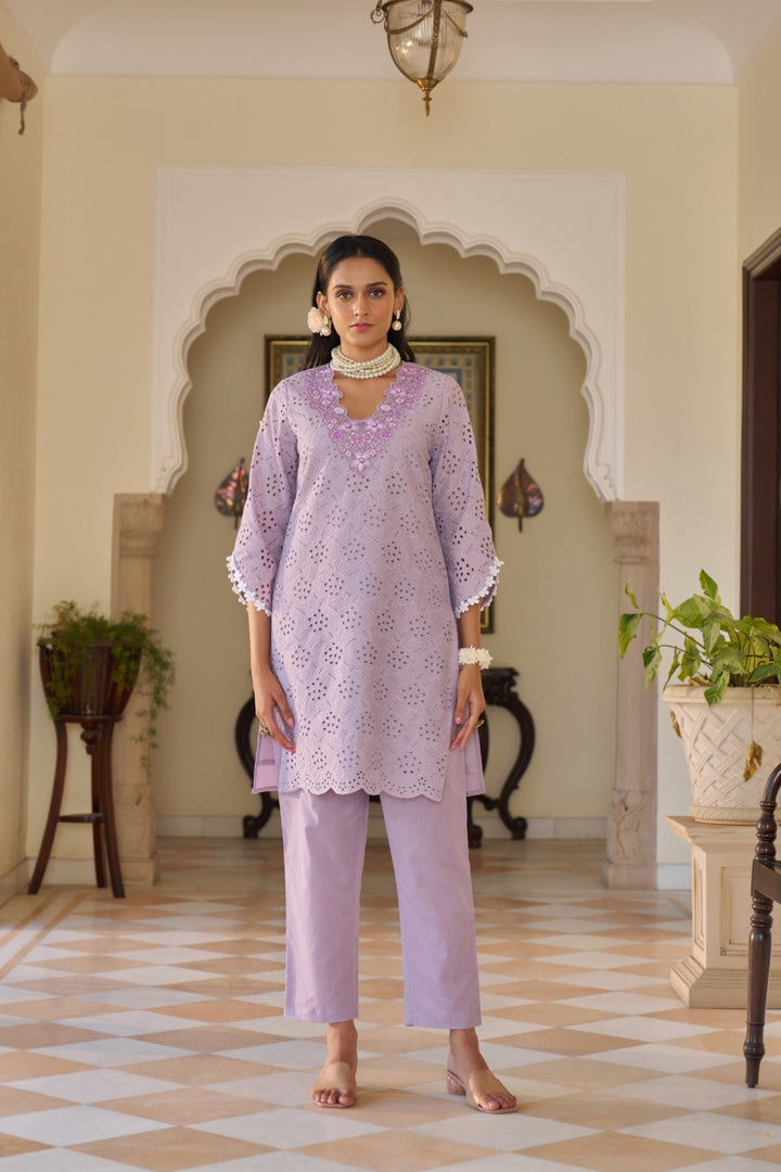 Anumeha Lily schiffli cotton co-ord set