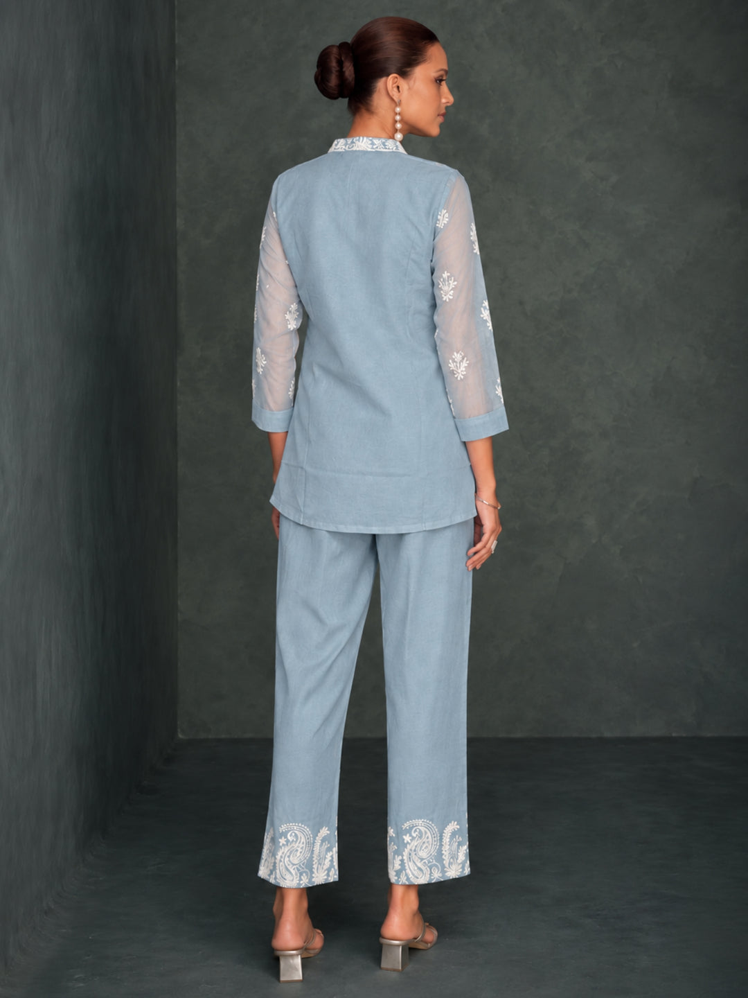 Saba SoftBlue Embroidered 3 pc Co-ord Set