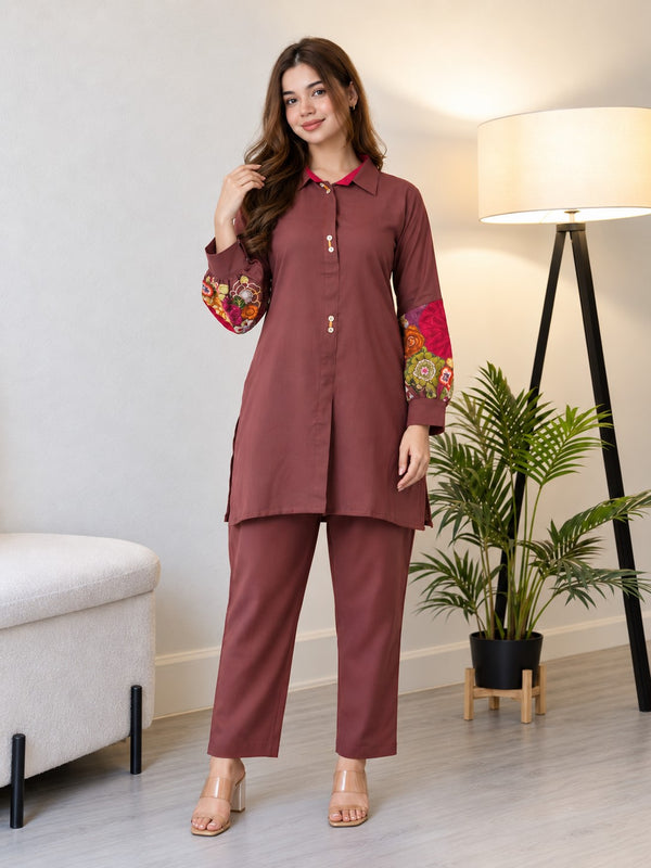 Sabhya mulberry Embroidery Co-ord set