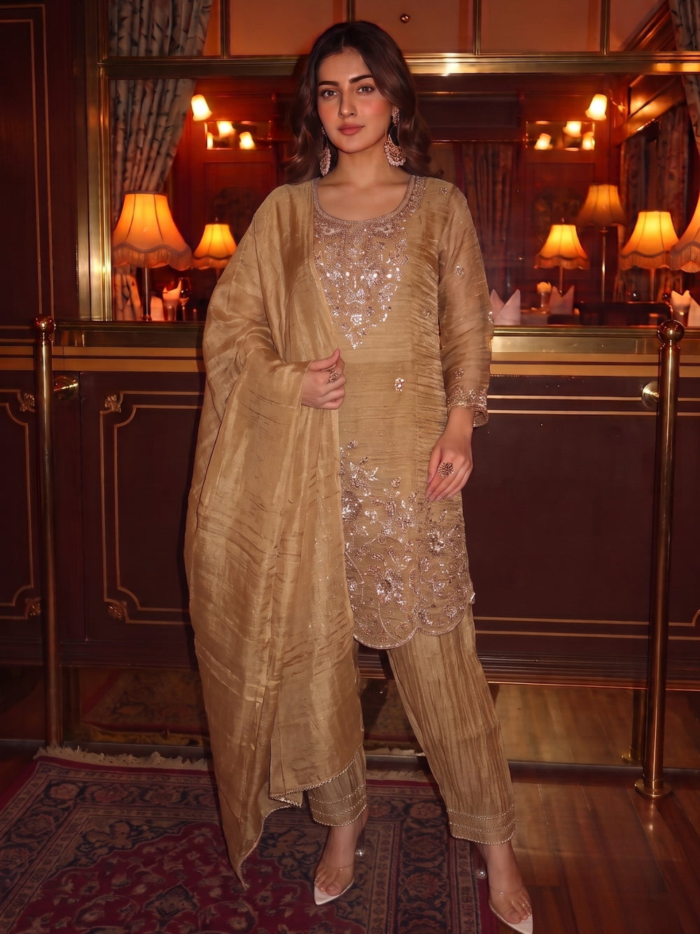 Salvi Russet Full Handowork Suit Set