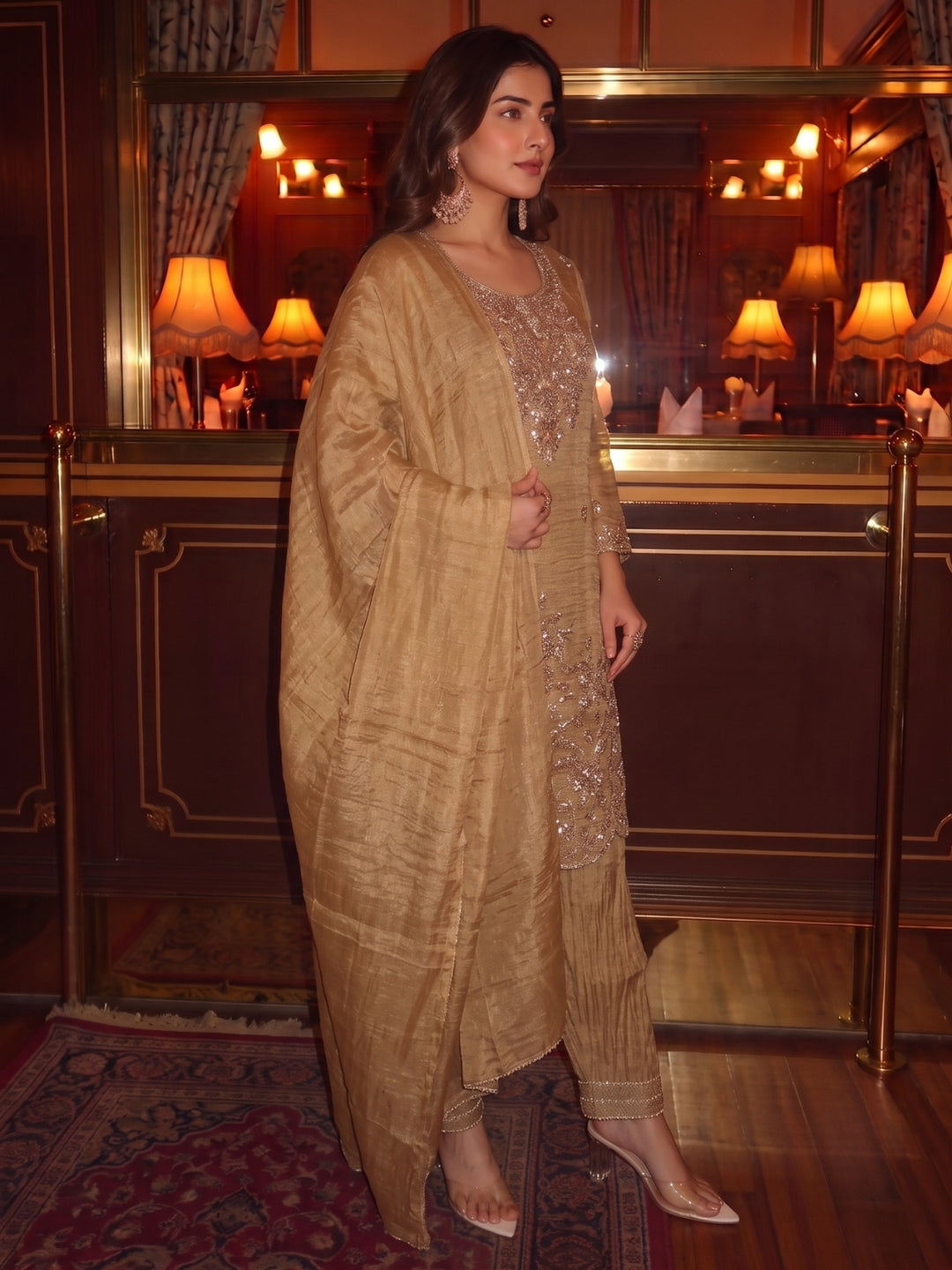 Salvi Russet Full Handowork Suit Set