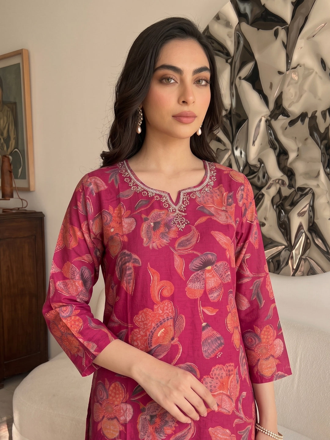 Sanjh Brink Printed Work Suit Set