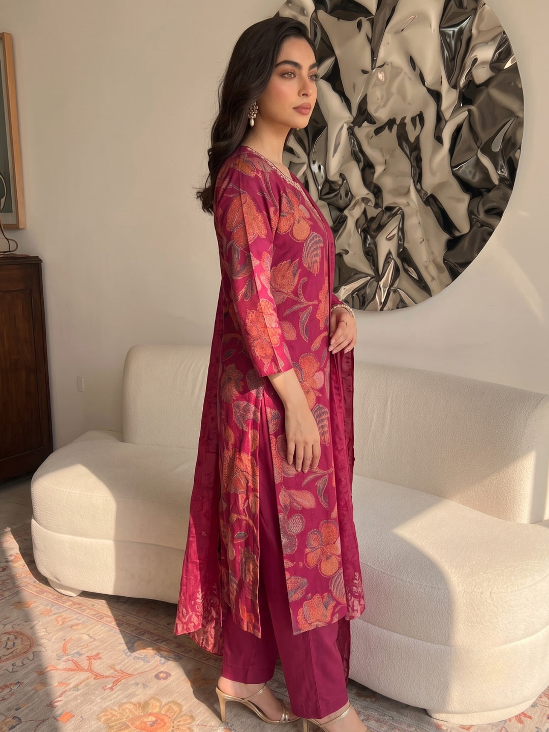 Sanjh Brink Printed Work Suit Set