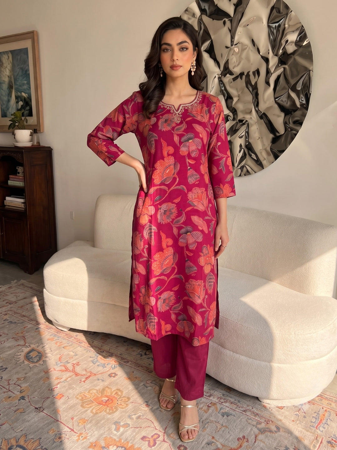 Sanjh Brink Printed Work Suit Set