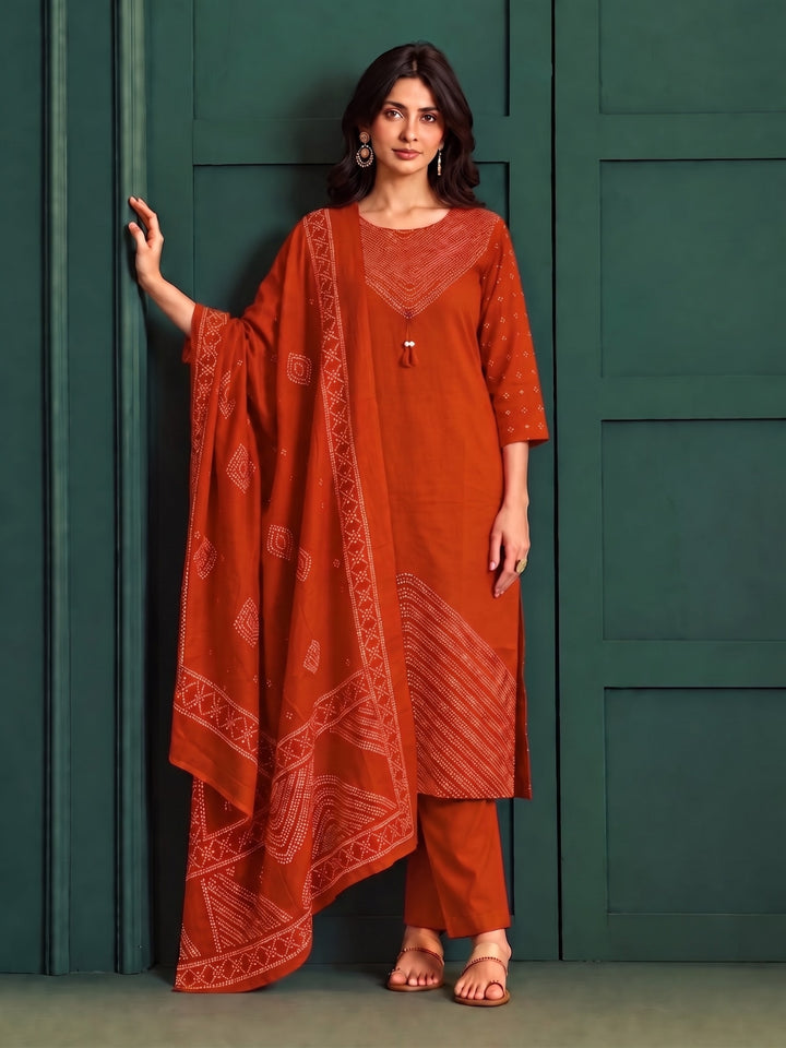 Sanjh Mango Printed Work Suit Set