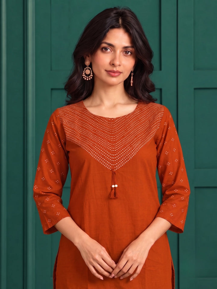 Sanjh Mango Printed Work Suit Set