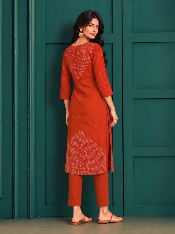 Sanjh Mango Printed Work Suit Set