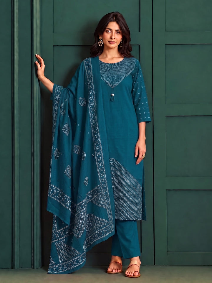 Sanjh Midnight Printed Work Suit Set