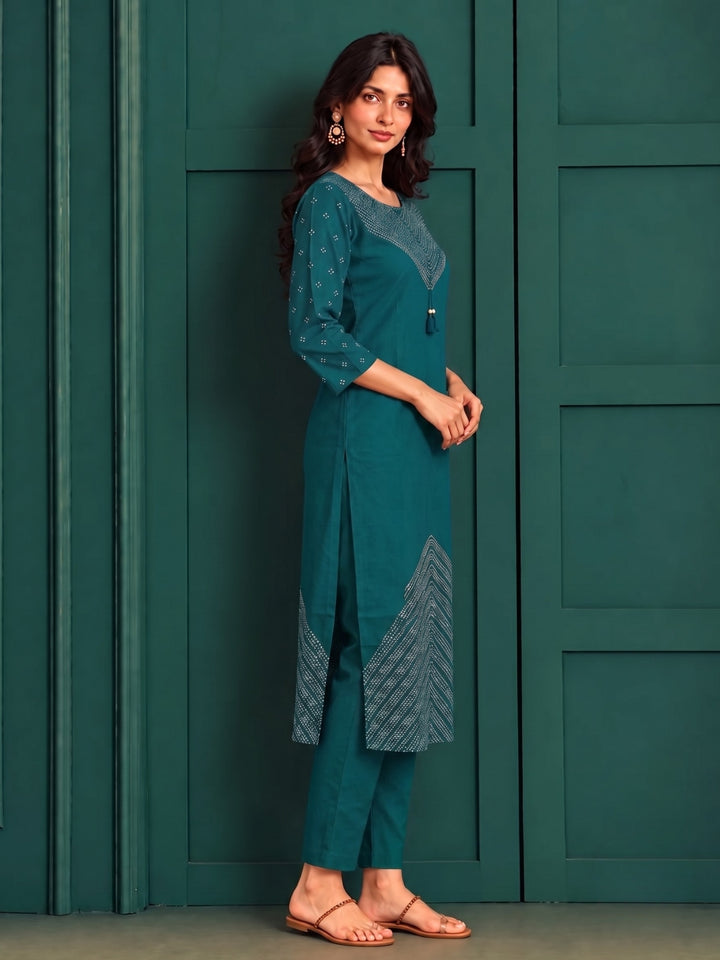 Sanjh Midnight Printed Work Suit Set