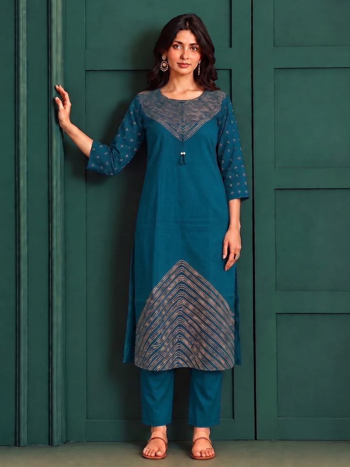 Sanjh Midnight Printed Work Suit Set