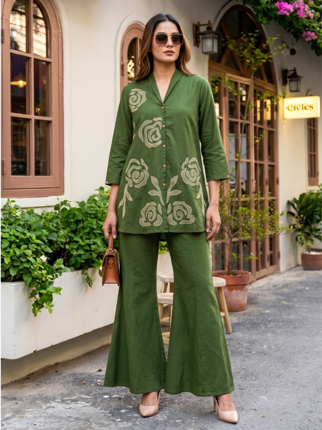 Sargi Forest Embroidery Cotton Co-Ord Set
