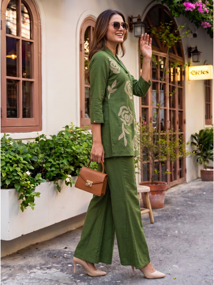 Sargi Forest Embroidery Cotton Co-Ord Set