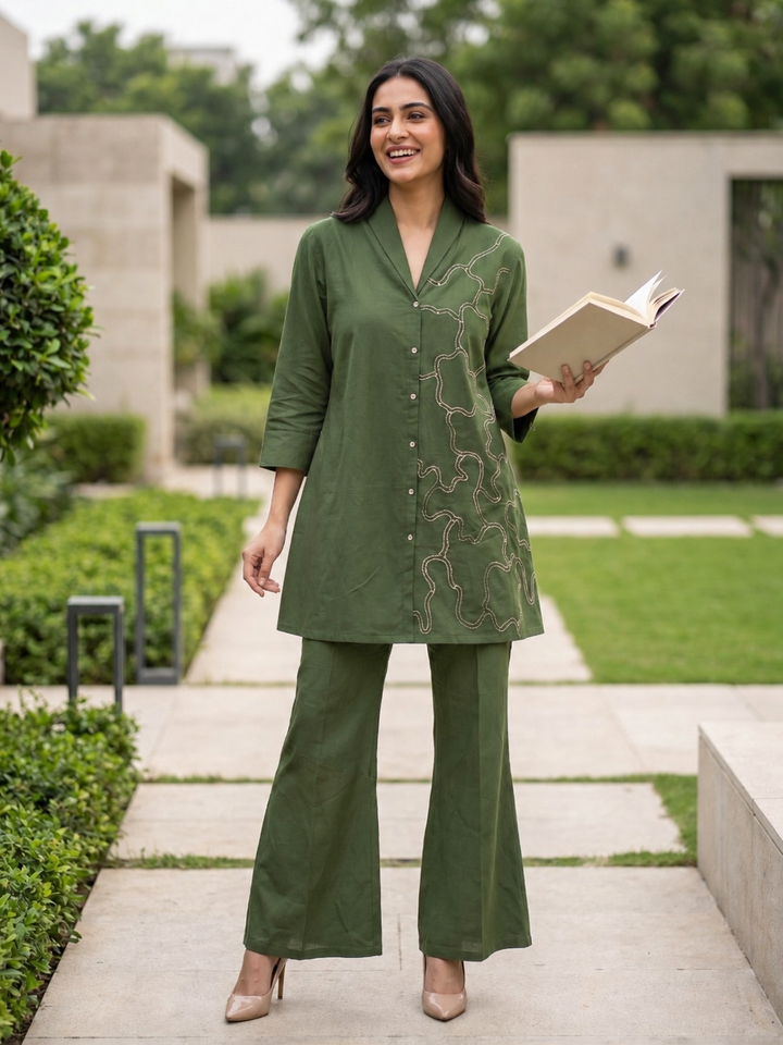Sargi Mantis Embroidery Cotton Co-Ord Set